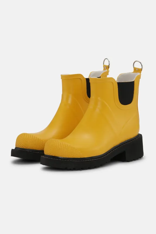 Short Rubber Boots With High Heel - Cyber Yellow sold by Ilse Jacobsen