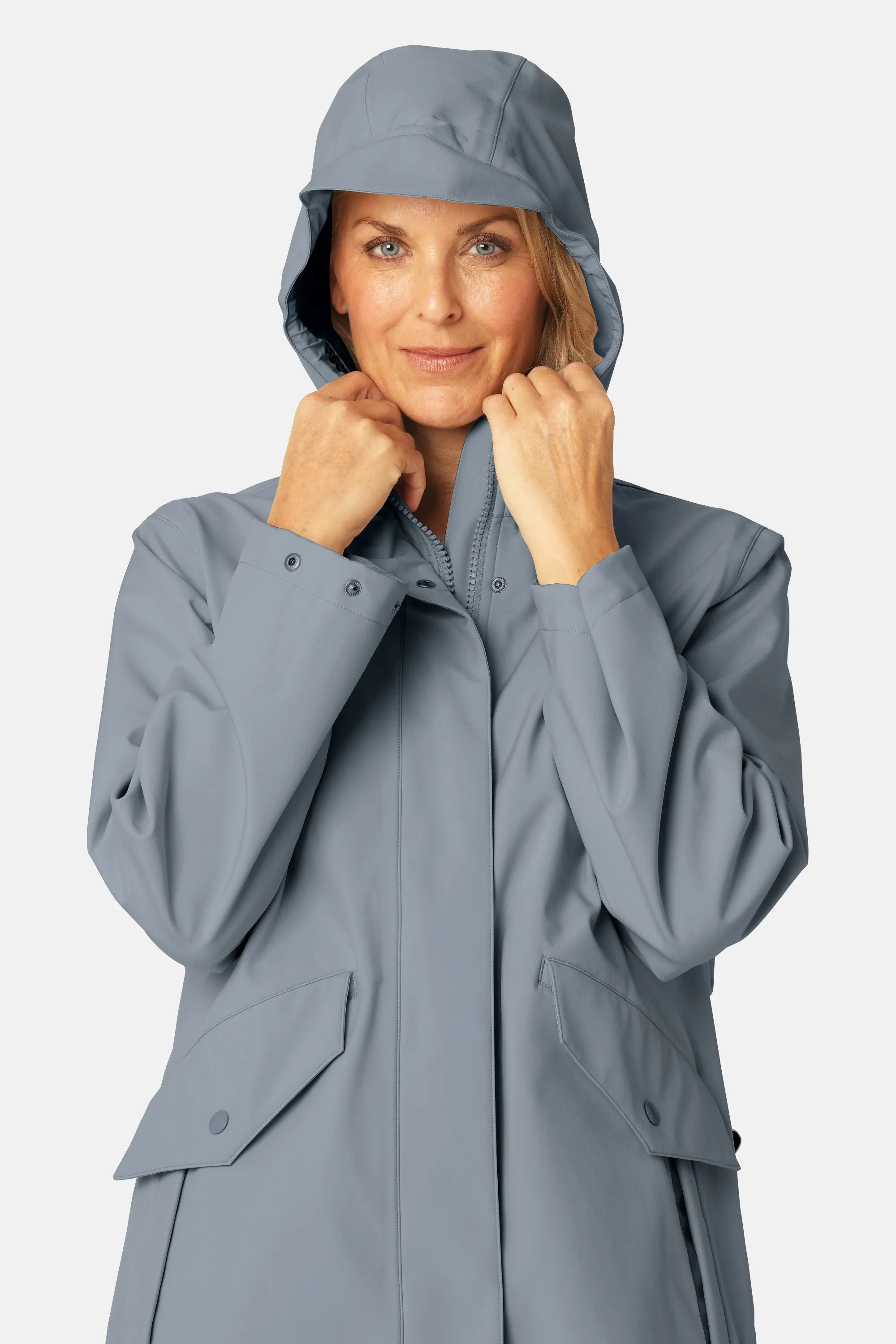 Long Softshell Raincoat - Grey Blue sold by Ilse Jacobsen product image thumbnail 5