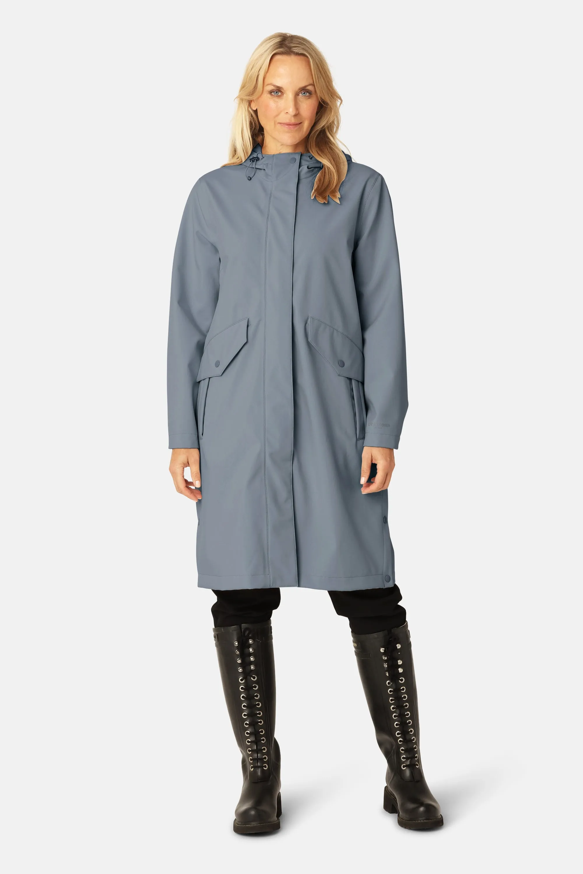Long Softshell Raincoat - Grey Blue sold by Ilse Jacobsen