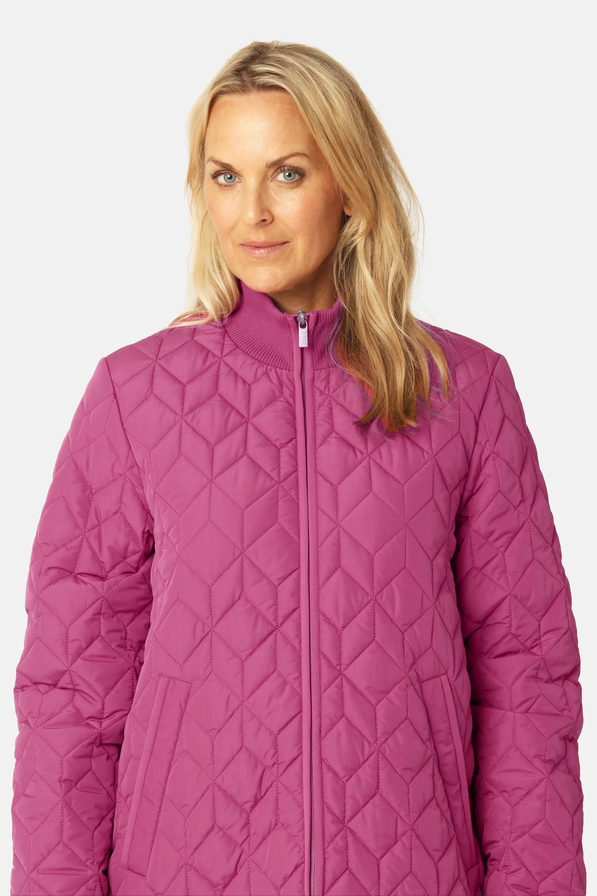 Long Padded Quilt Jacket - Magenta Haze sold by Ilse Jacobsen product image thumbnail 3