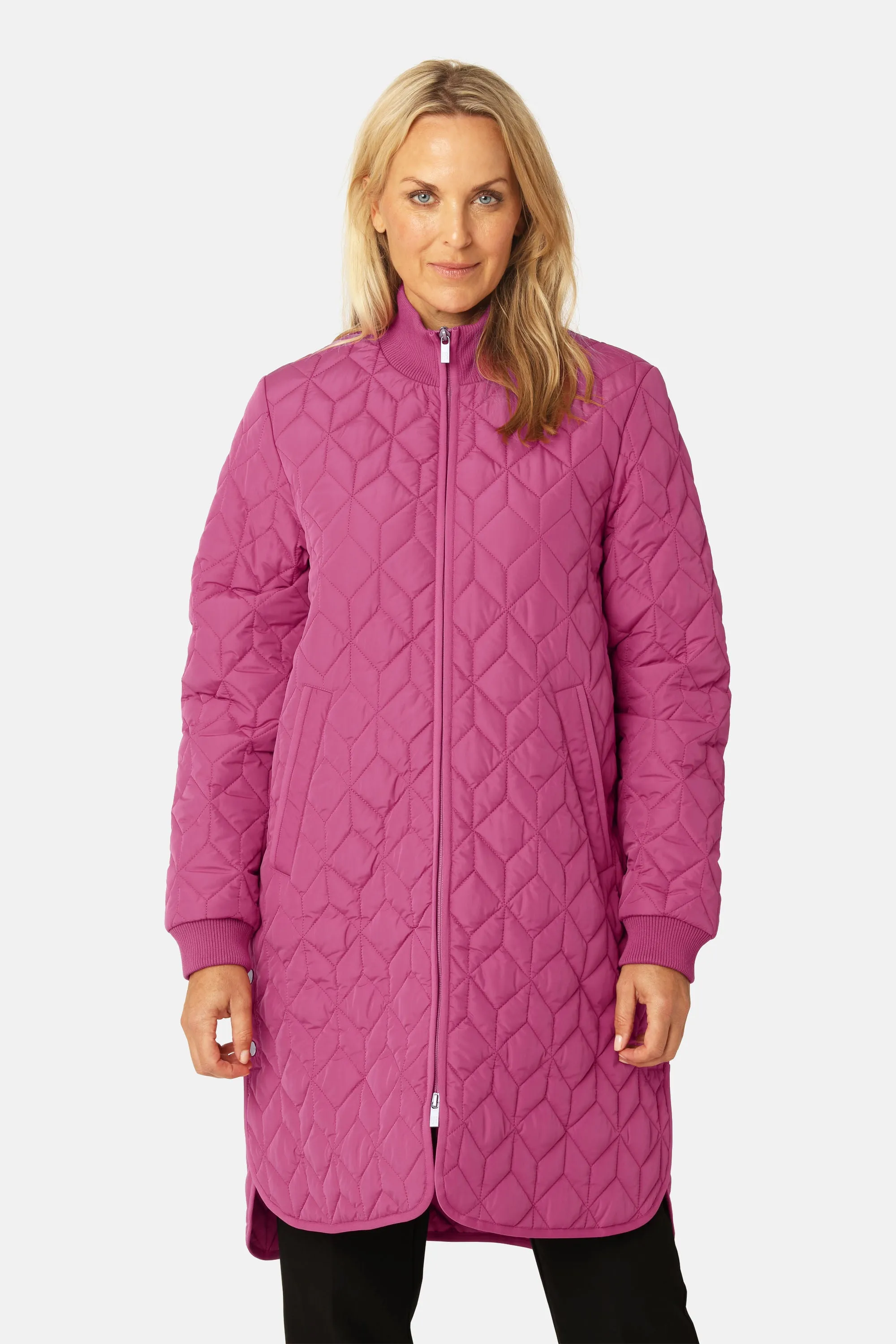 Long Padded Quilt Jacket - Magenta Haze sold by Ilse Jacobsen product image thumbnail 2