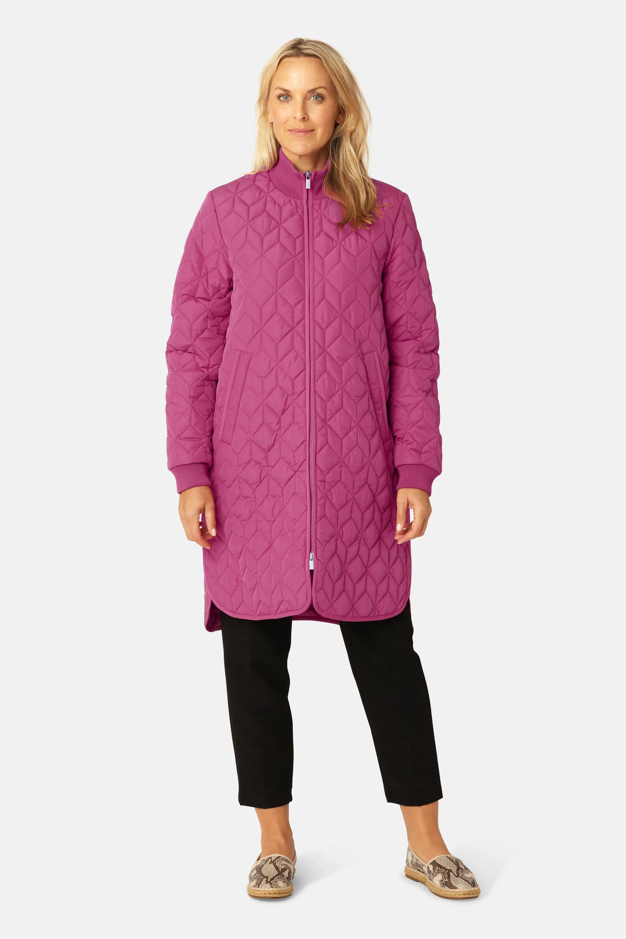 Long Padded Quilt Jacket - Magenta Haze sold by Ilse Jacobsen