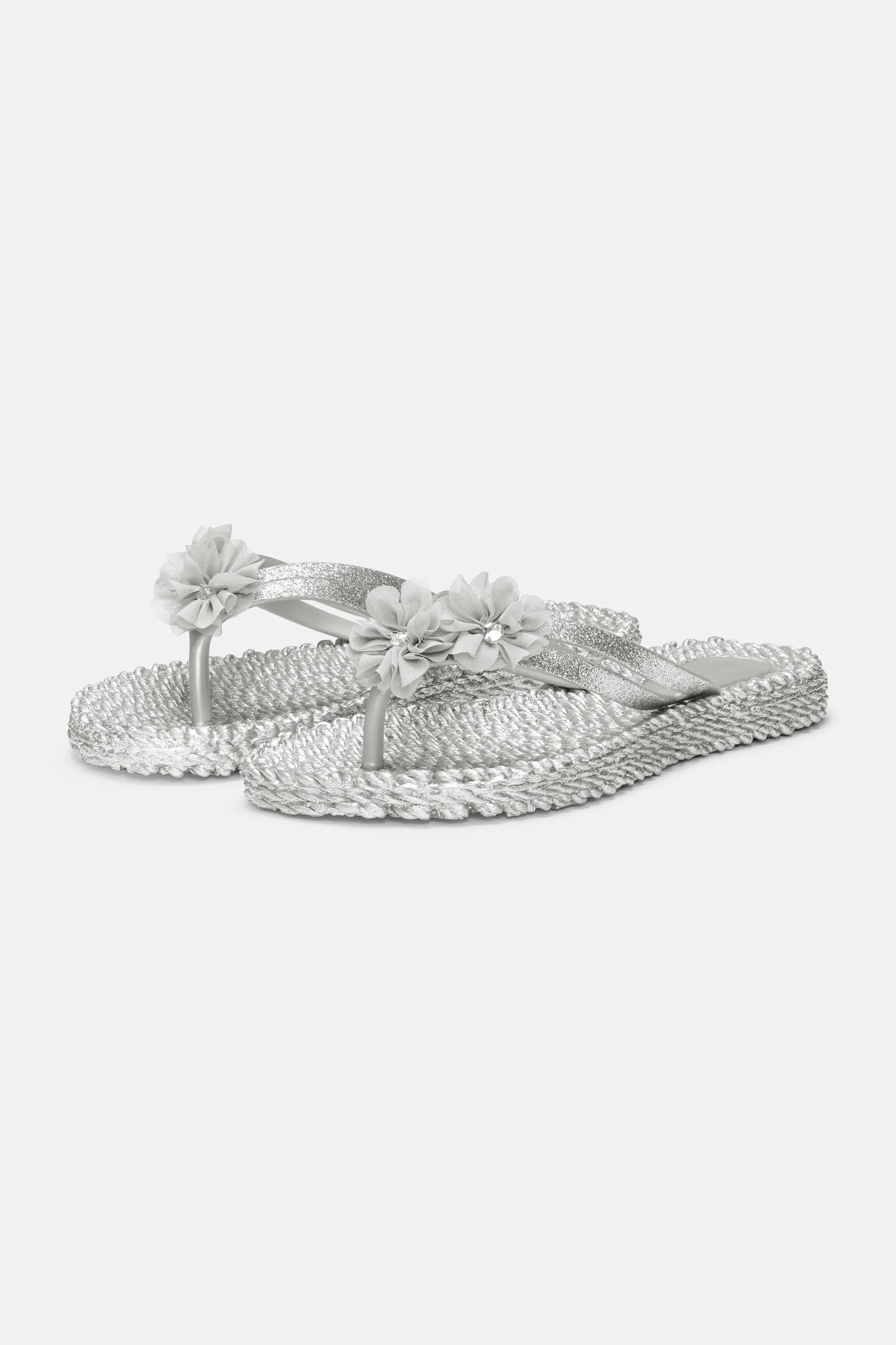Flip Flops with Flowers - Silver sold by Ilse Jacobsen