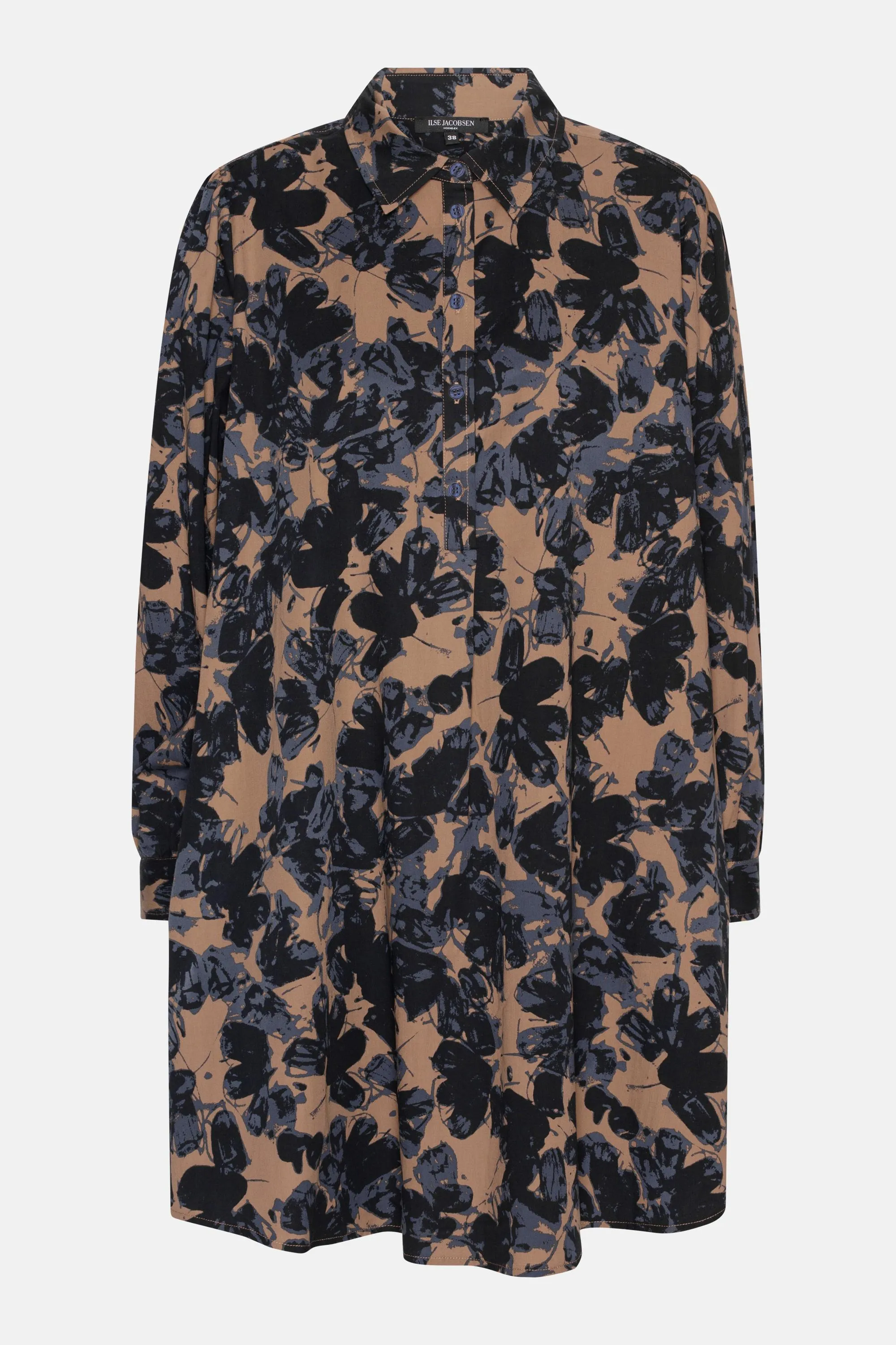 Long Sleeved Tunic Dress - Beige Butterfly sold by Ilse Jacobsen