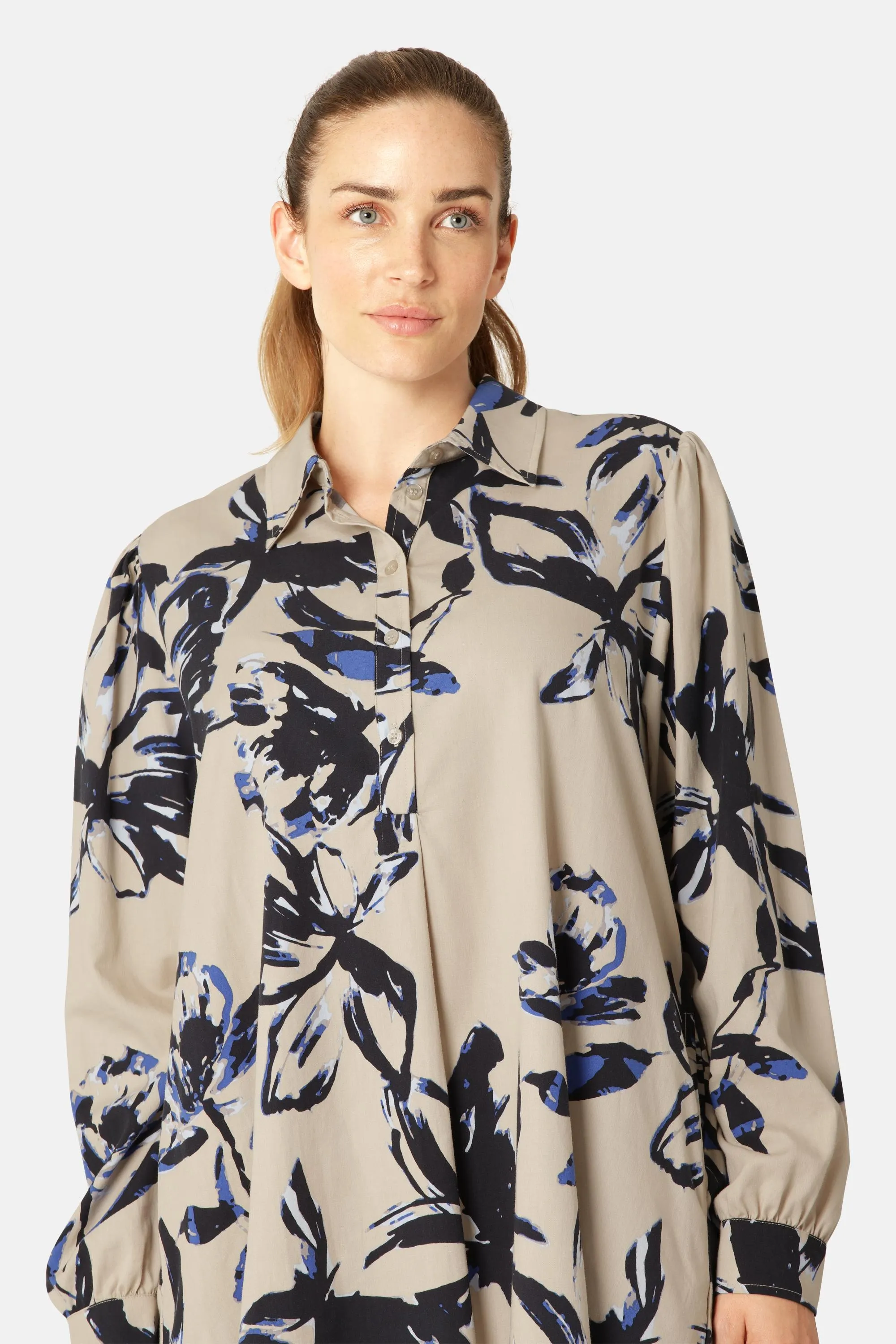 Long Tunic Dress - Sand Artsy Stroke Flower sold by Ilse Jacobsen product image thumbnail 5