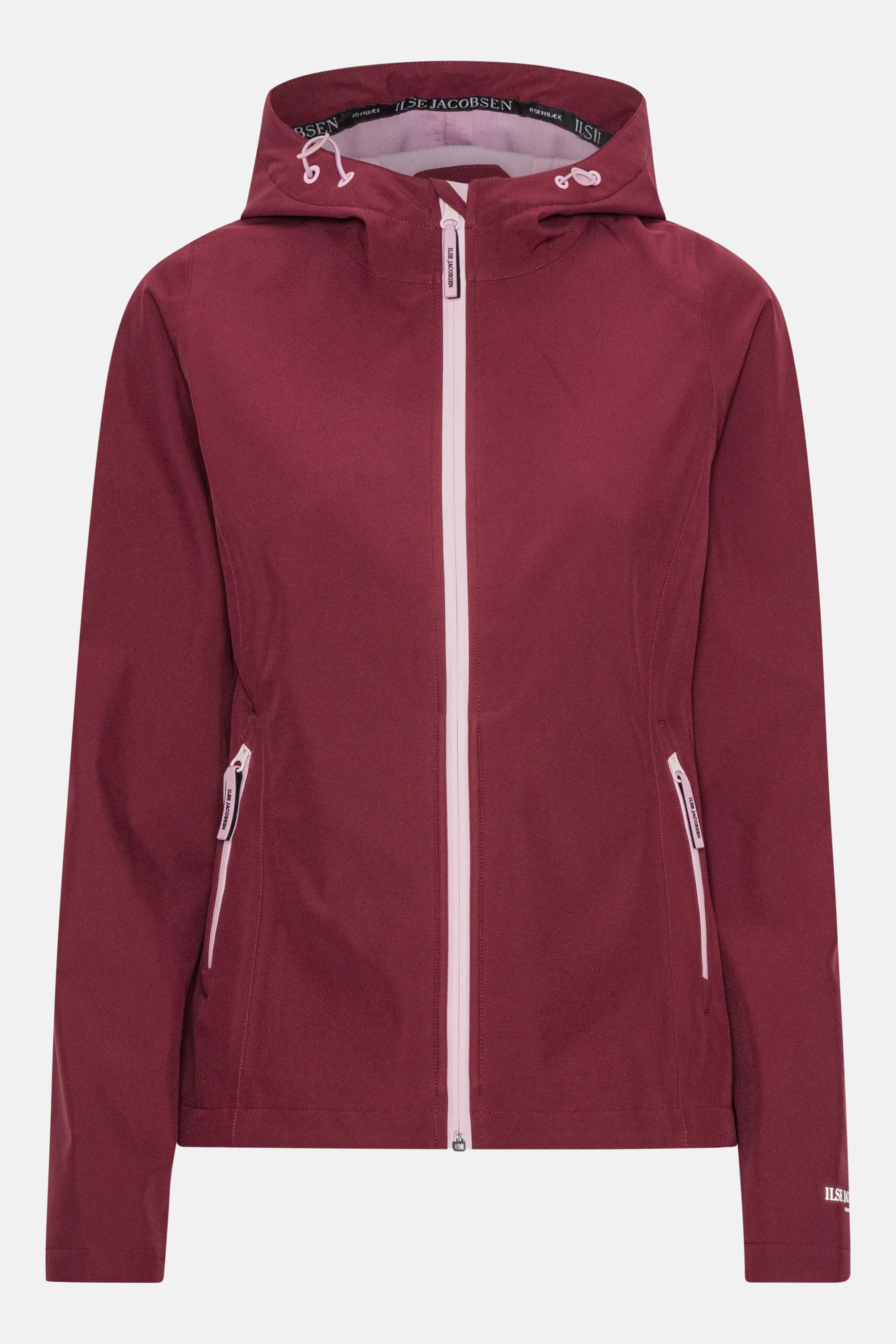 Short Softshell Raincoat - Maroon Banner sold by Ilse Jacobsen