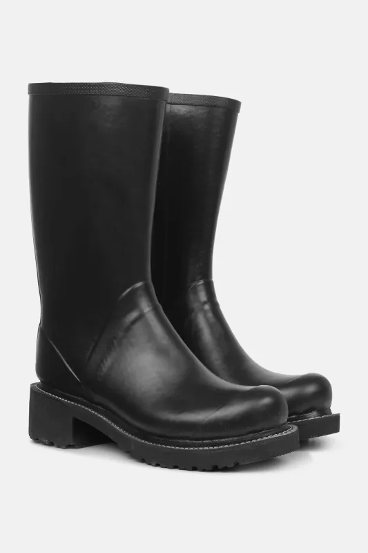 3/4 Rubber Boots With Zip - Black made by Ilse Jacobsen