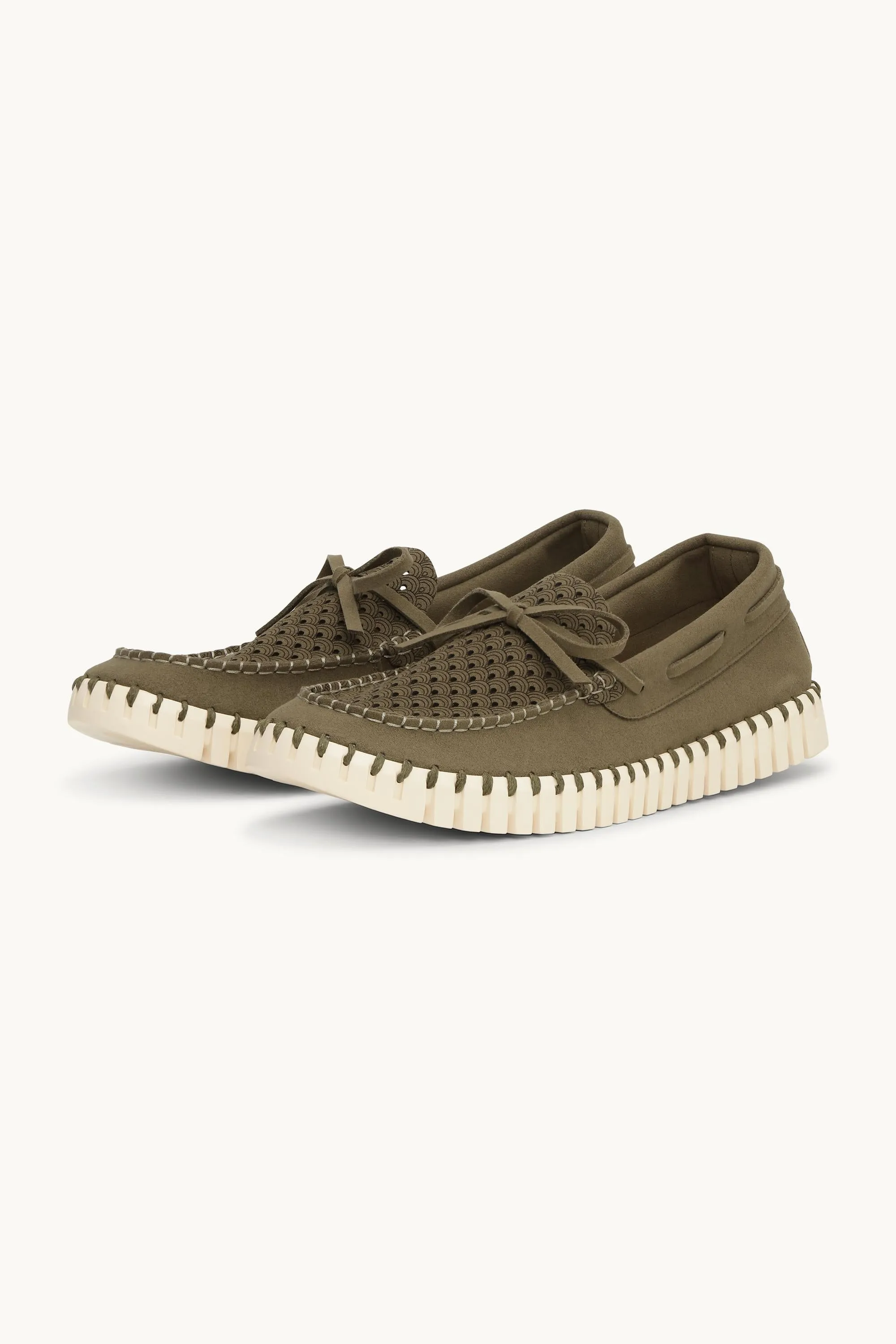 Tulip Sailor Shoe for Men - Deep Olive Pearled Ivory sold by Ilse Jacobsen