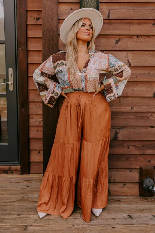 Caught Crushing High Waist Pants In Camel Curves sold by Impressions