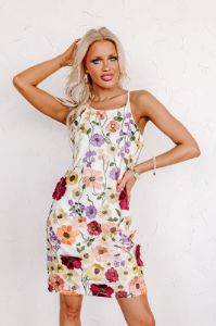 Poised For Romance Embroidered Mini Dress In White sold by Impressions