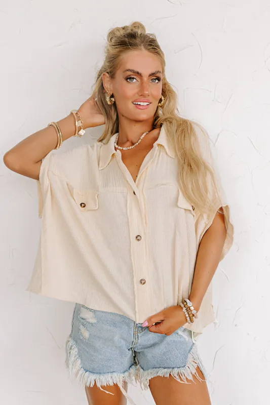 Soft Smile Oversized Button Up sold by Impressions