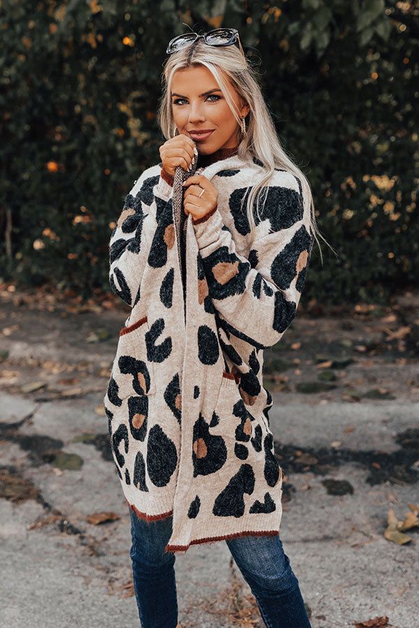 Early Bird Leopard Cardigan In Light Iced Latte sold by Impressions product image thumbnail 4