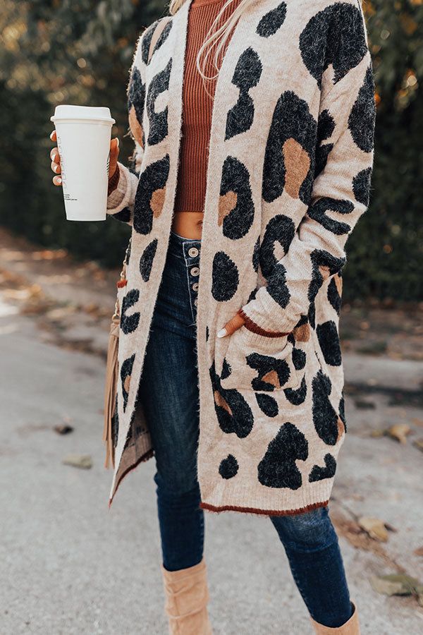 Early Bird Leopard Cardigan In Light Iced Latte sold by Impressions product image thumbnail 3