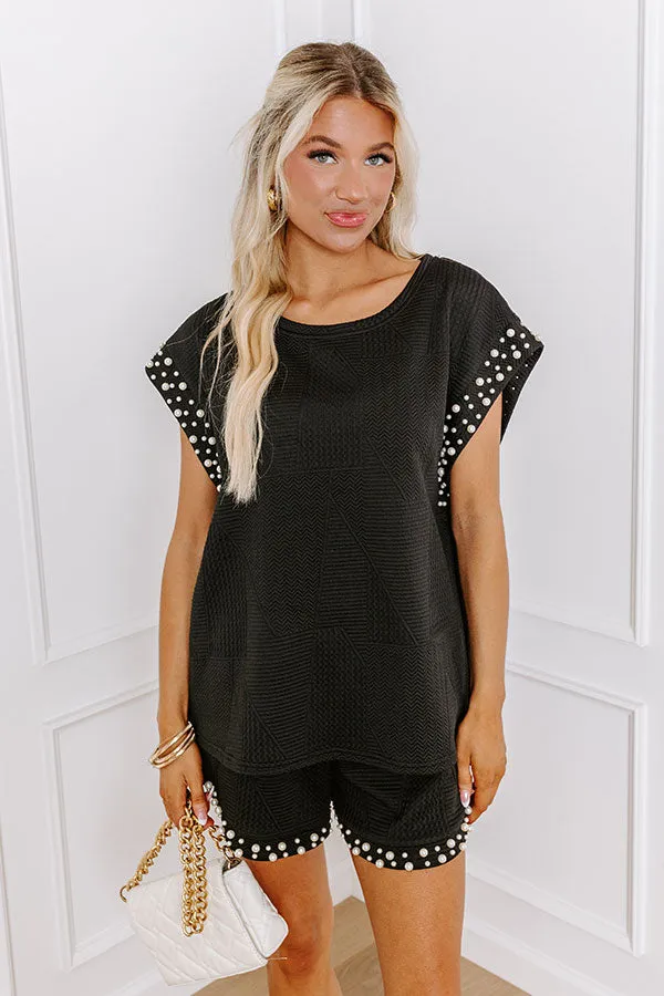 Smiles and Sangrias Pearl Embellished Top in Black sold by Impressions product image thumbnail 3