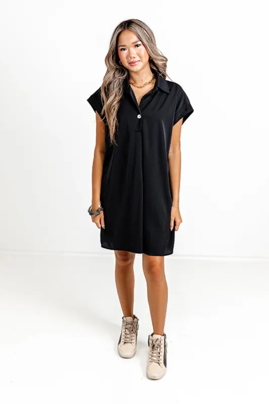 Effortless Radiance Shift Dress in Black sold by Impressions