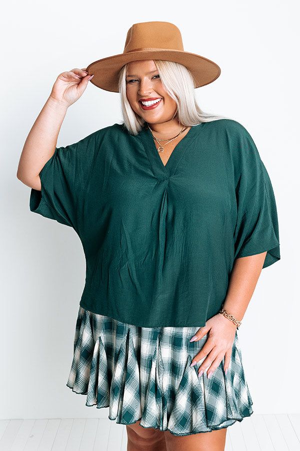Stay And Chat Shift Top in Hunter Green Curves sold by Impressions product image thumbnail 2