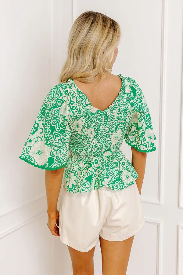Flirty Forecast Smocked Top In Kelly Green sold by Impressions product image thumbnail 4