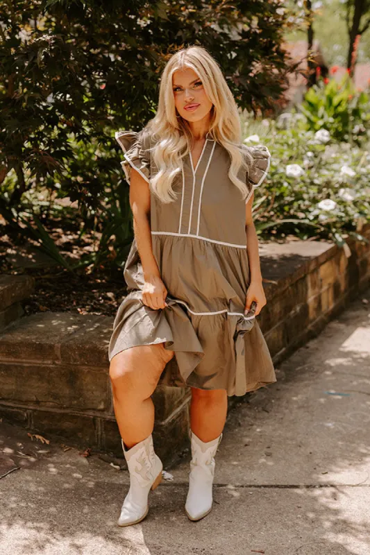 Cue The Charm Mini Dress in Martini Olive Curves sold by Impressions