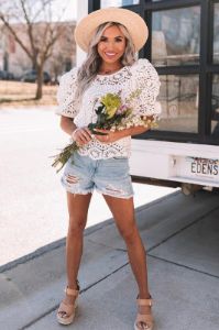 Crochet On Sunday Top In White sold by Impressions