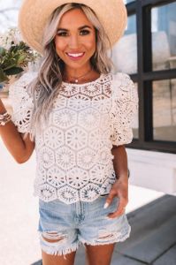 Crochet On Sunday Top In White sold by Impressions