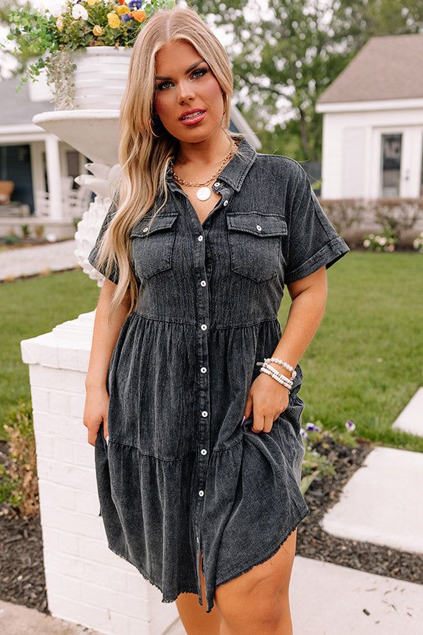 New Hope Mineral Wash Shift Dress in Vintage Black Curves sold by Impressions product image thumbnail 5