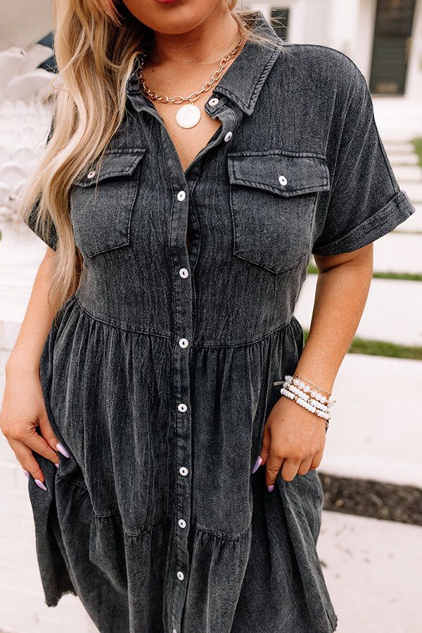 New Hope Mineral Wash Shift Dress in Vintage Black Curves sold by Impressions product image thumbnail 2