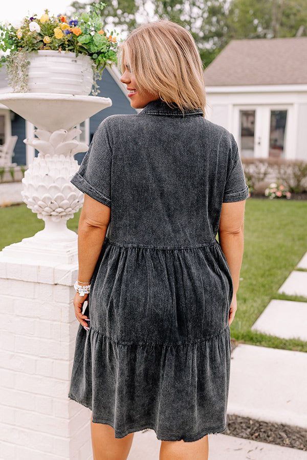 New Hope Mineral Wash Shift Dress in Vintage Black Curves sold by Impressions product image thumbnail 4