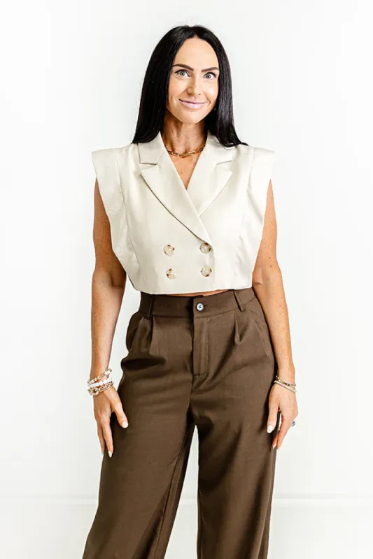 Champagne Cruising Crop Top in Light Beige sold by Impressions