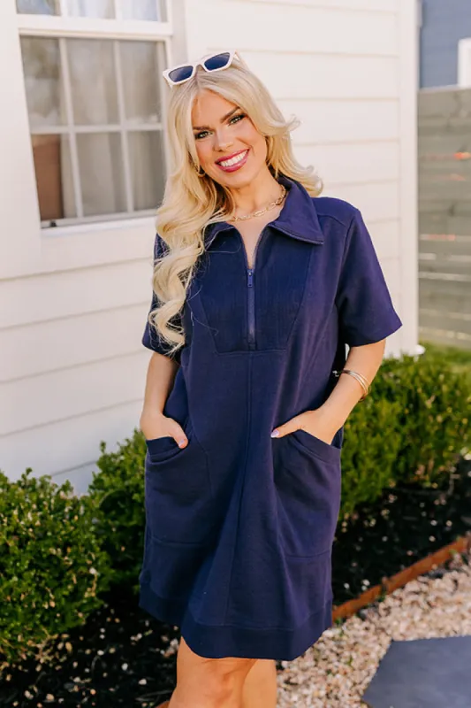 Casual Outing Mini Dress in Navy Curves sold by Impressions