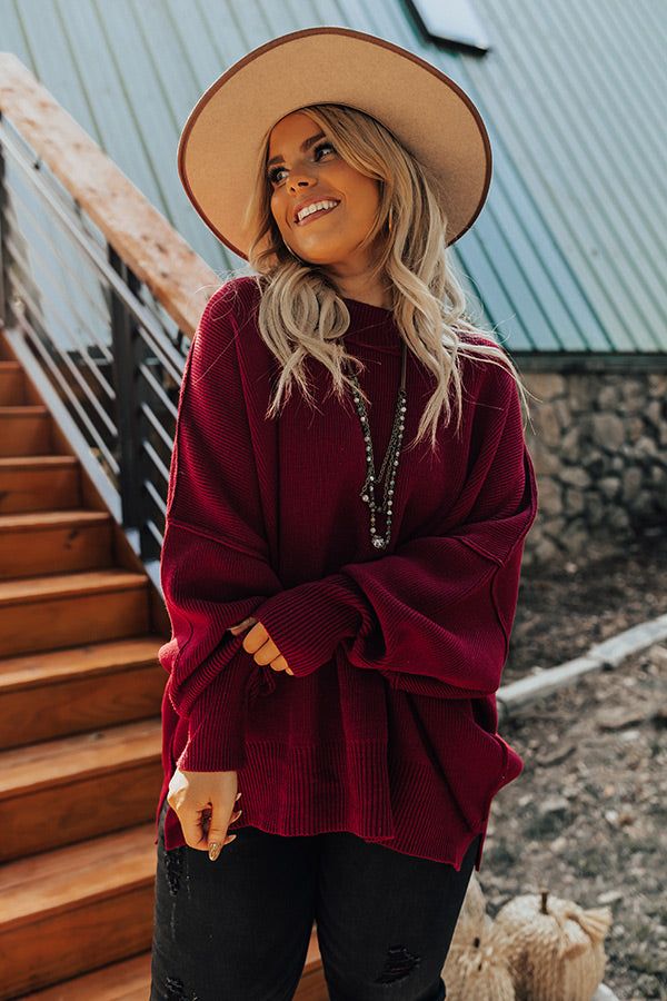 Full Of Warmth Tunic Sweater In Wine Curves sold by Impressions product image thumbnail 5