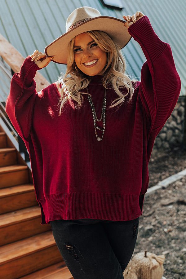 Full Of Warmth Tunic Sweater In Wine Curves sold by Impressions product image thumbnail 2