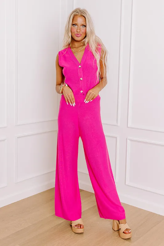 Uptown Brunch High Waist Knit Pants in Hot Pink sold by Impressions