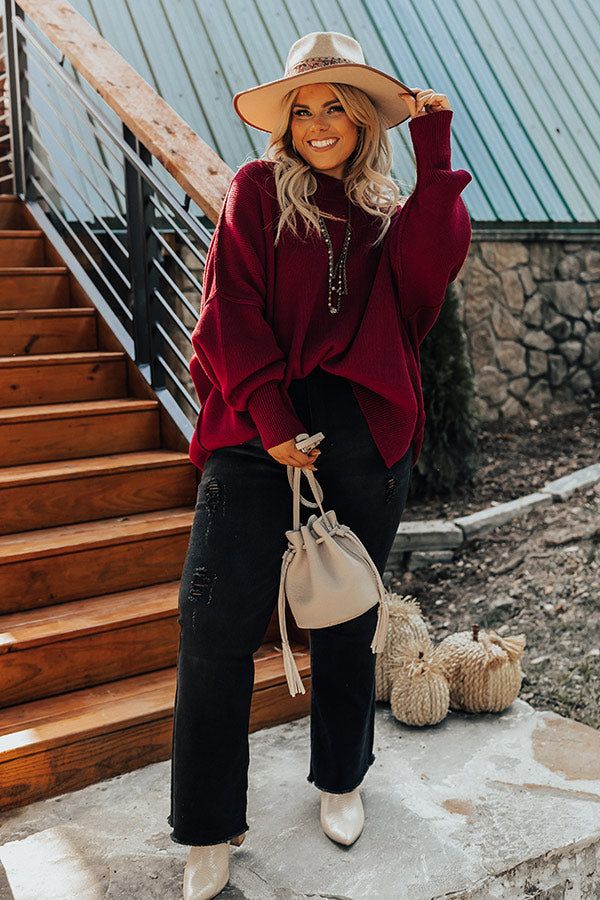 Full Of Warmth Tunic Sweater In Wine Curves sold by Impressions