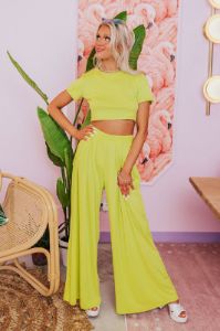 Divine Spark Crop Top In Lime Punch sold by Impressions