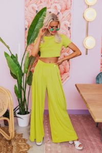 Divine Spark Crop Top In Lime Punch sold by Impressions