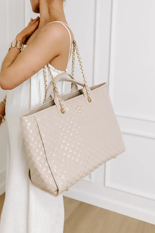 Trip of a Lifetime Patent Quilted Tote in Natural sold by Impressions