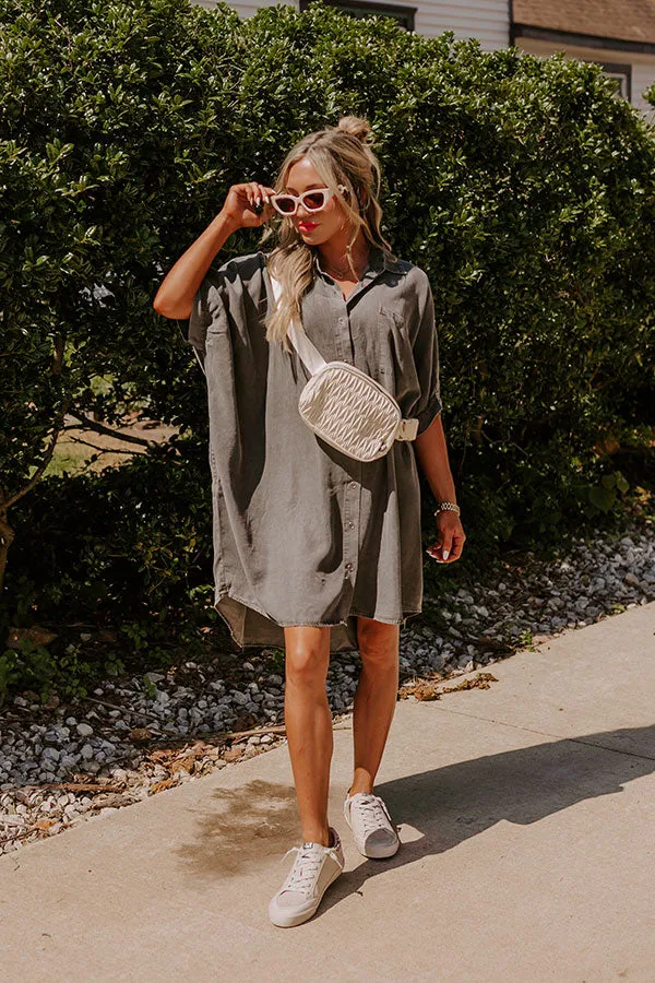 Call Me Cutie Chambray Tunic Dress in Vintage Black sold by Impressions product image thumbnail 3