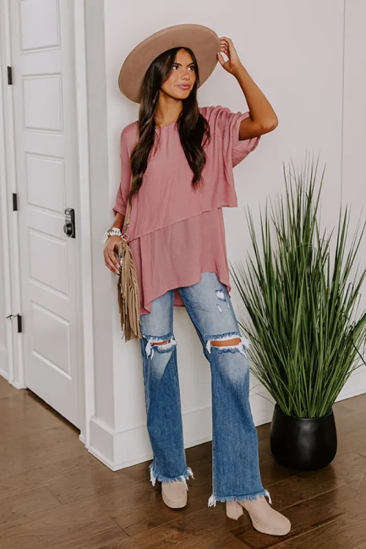 Tranquil Time Shift Top In Blush sold by Impressions