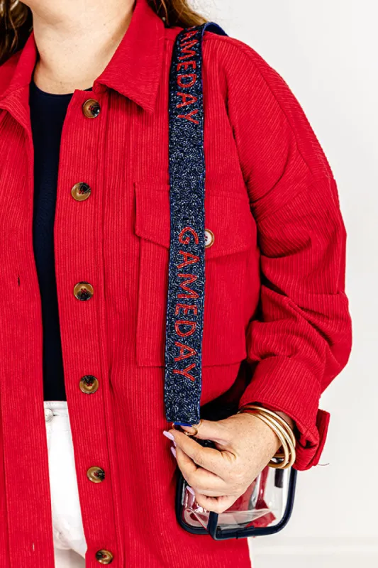 It's Gameday Beaded Bag Strap in Red/Navy sold by Impressions