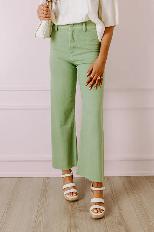 The Taron High Waist Wide Leg Pants in Pear sold by Impressions