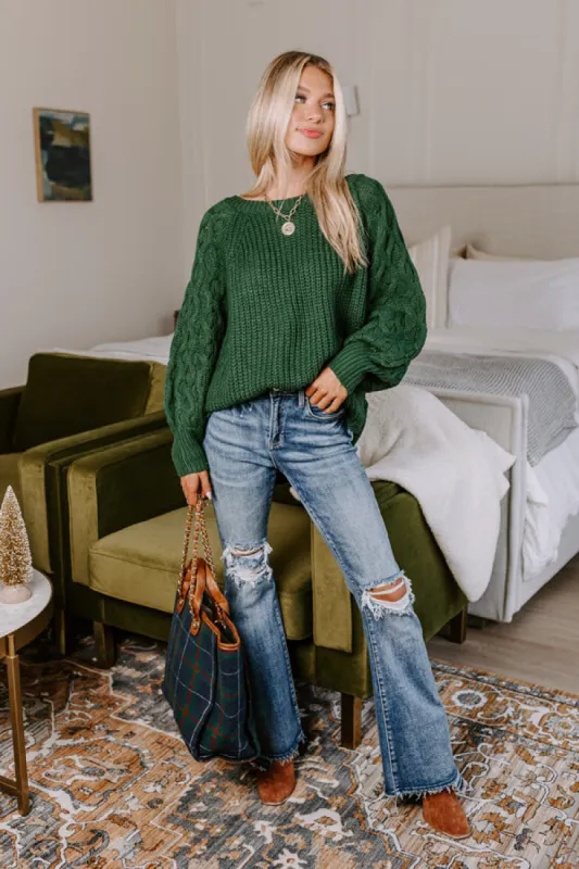 Cozy Callings Knit Sweater in Hunter Green sold by Impressions