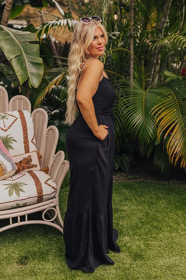 Desirable Destination Smocked Jumpsuit In Black Curves sold by Impressions product image thumbnail 4