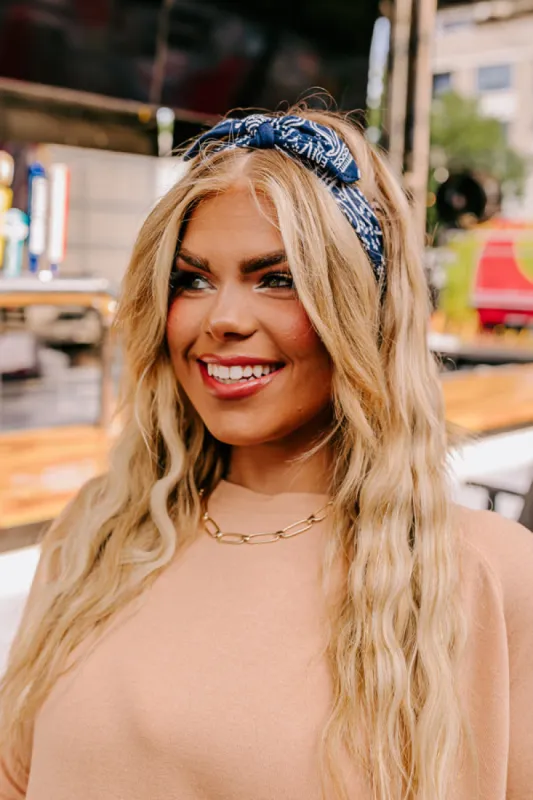 Fan Zone Paisley Headband In Navy sold by Impressions