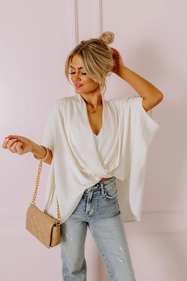 Party On The Go Surplice Top in Cream sold by Impressions product image thumbnail 2