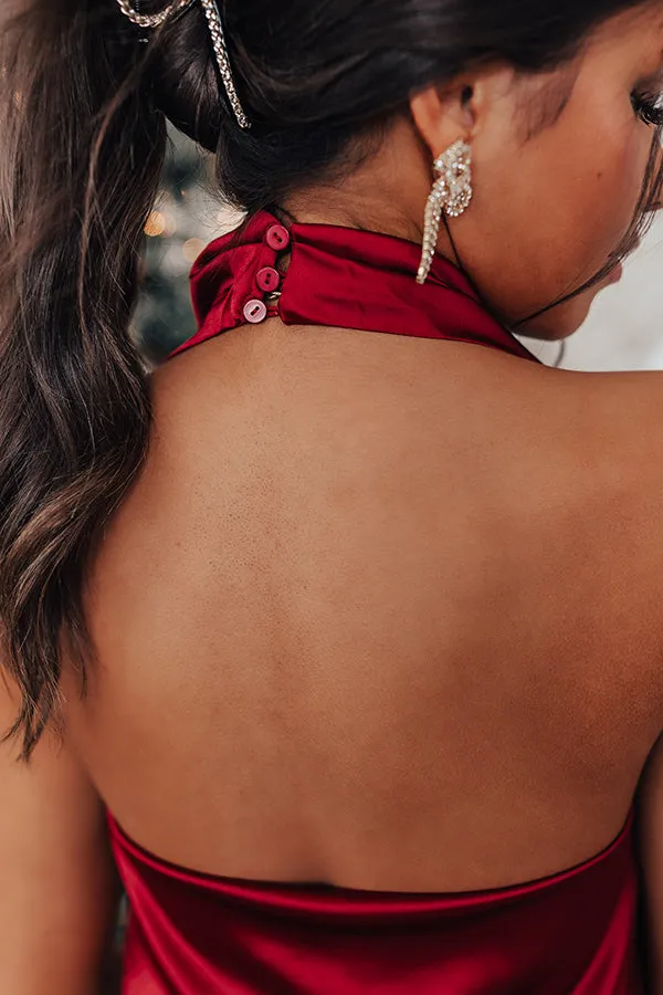 Cocktail Club Satin Halter Top in Wine sold by Impressions product image thumbnail 4