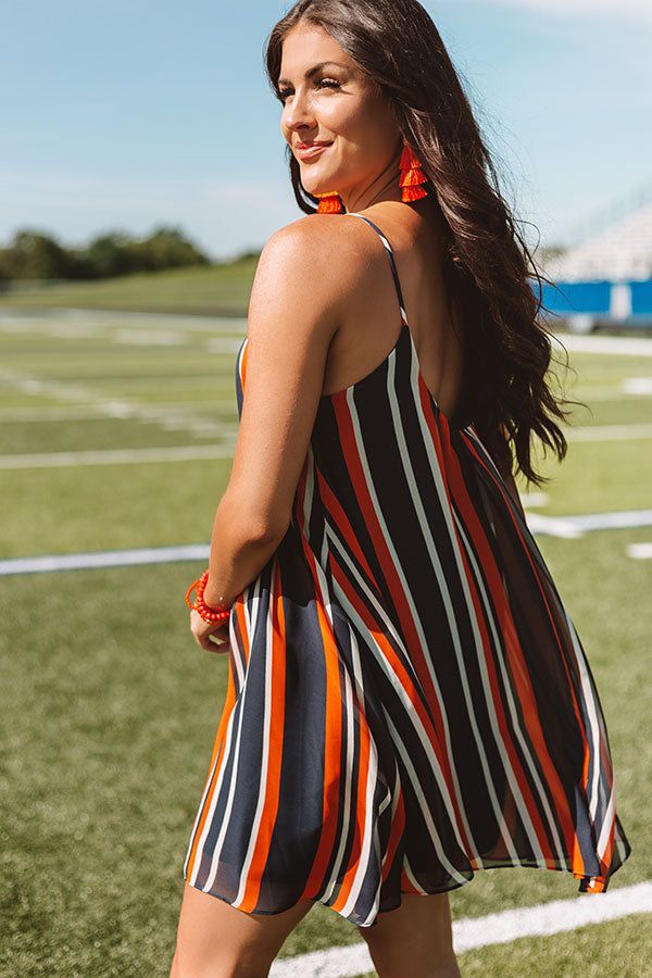 Tailgate Party Stripe Shift Dress in Navy/Orange sold by Impressions product image thumbnail 4