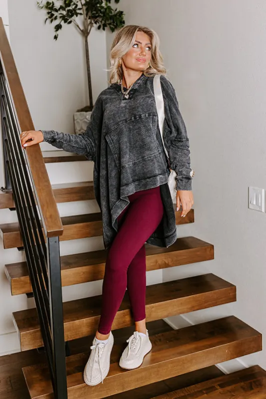 Latte Sipping Mineral Wash Oversized Hoodie in Vintage Black sold by Impressions