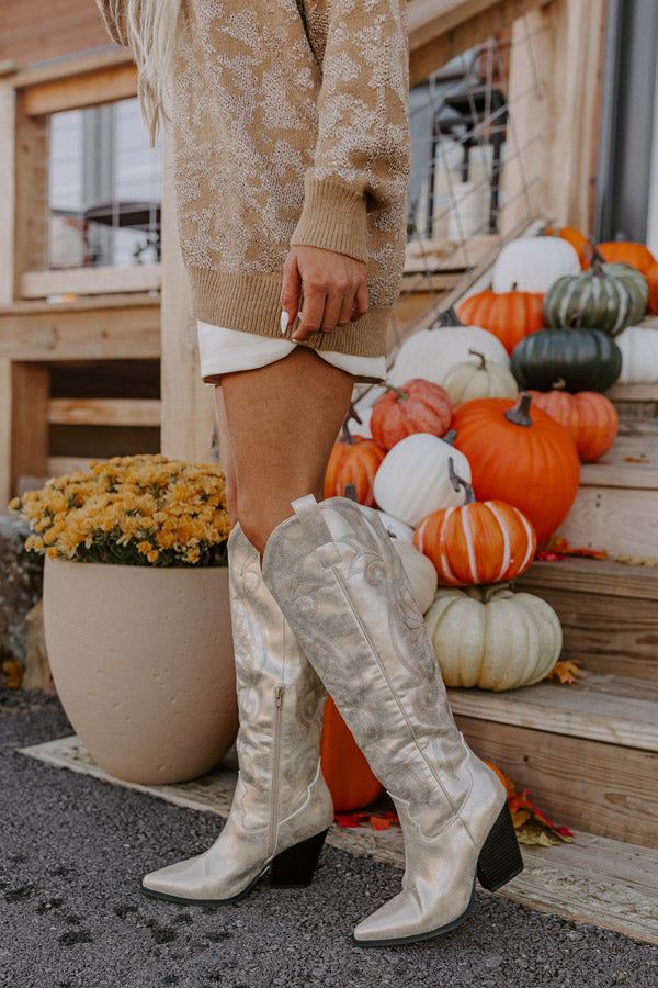 The Astrid Metallic Knee High Cowboy Boot sold by Impressions product image thumbnail 3