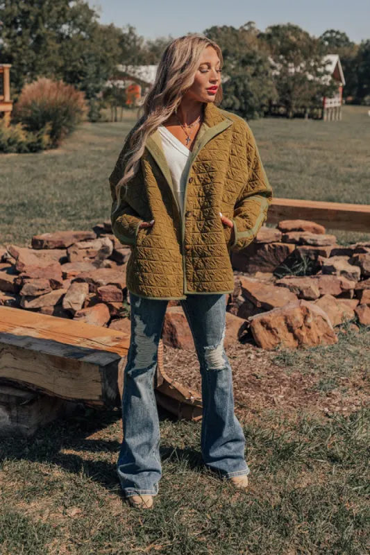 Bonfire Nights Quilted Jacket in Olive sold by Impressions