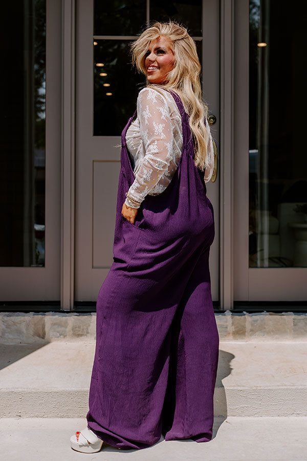 Happy Sanctuary Wide Leg Jumpsuit in Royal Plum Curves sold by Impressions product image thumbnail 3